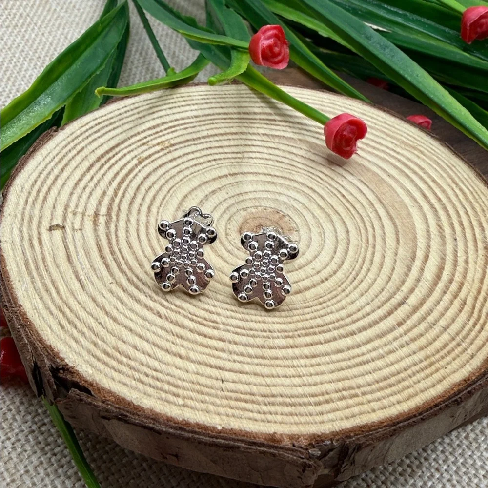 Grain Silver Stud Earrings 925 1.2CM